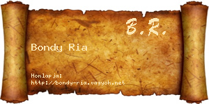 Bondy Ria névjegykártya